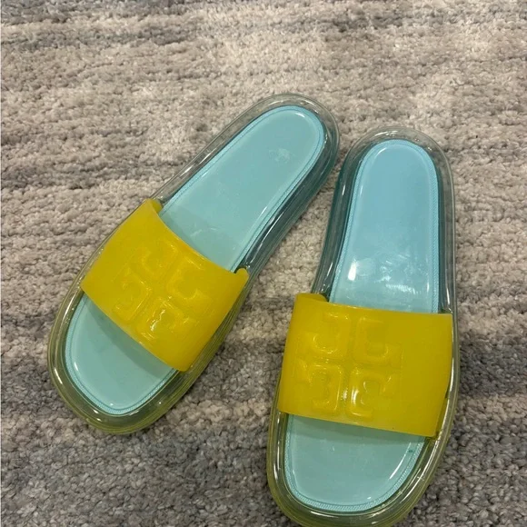 Tory Burch Bubble Jelly Slides | Island Blue/Firefly sandals - Picture 6 of 6